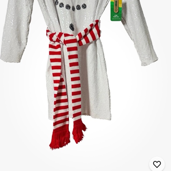 Tipsy Elves Snowman Sequin Dress 1X NWT Christmas Party Shift w/ Scarf Belt NEW! - Picture 3 of 11